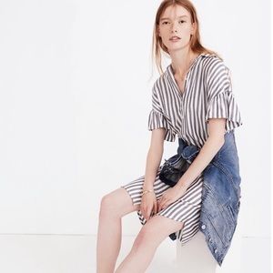 Madewell Courier Stripe Shirtdress • Gray and White